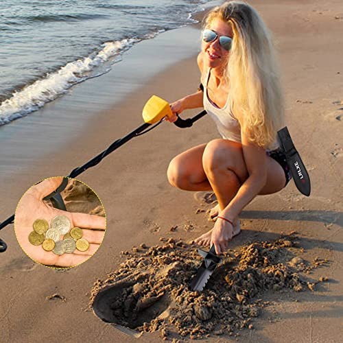Metal Detector Shovel, Heavy Duty Double Serrated Edge Digging Tool with Belt