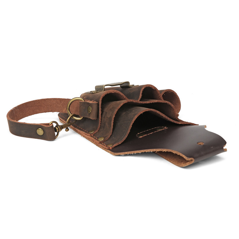 TOURBON Leather Holster Tape Electrician Thong Loop Tool Pouch 5 in1 Belt Holder