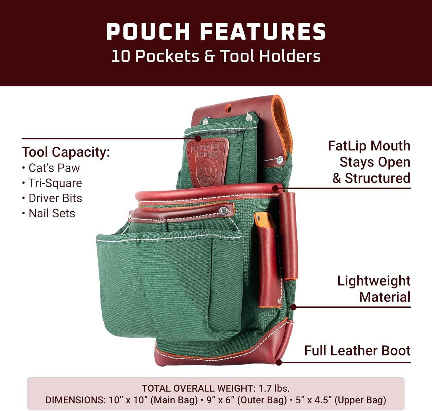 Heritage Fatlip Fastener Bag – Right Hand – 10 Pockets & Tool Holders – Made in