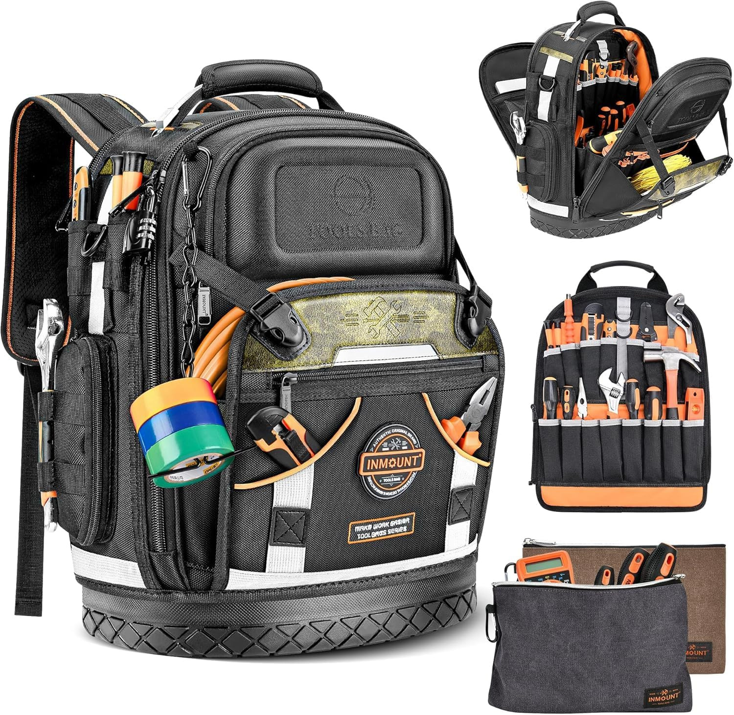 Tool Backpack Bag, HVAC Heavy Duty Construction Tools Backpack for Men, 1680D Pr