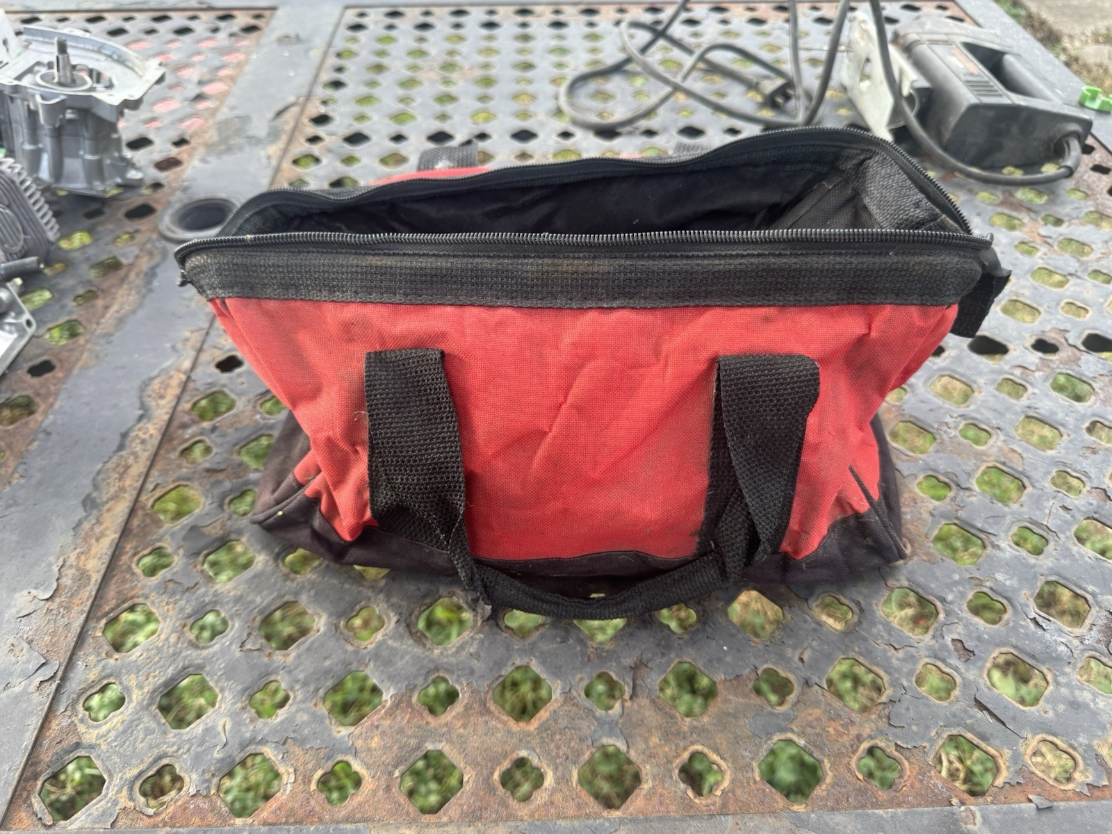 Milwaukee Red/Black Fabric Tool Bag Carry Case w/ Handles, Zipper Closure