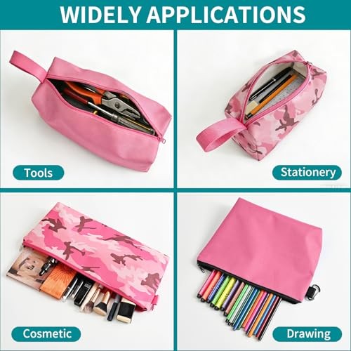 Pink Tool Pouch Zipper Bags – Large Multi-Size Organizer – 6 Pack