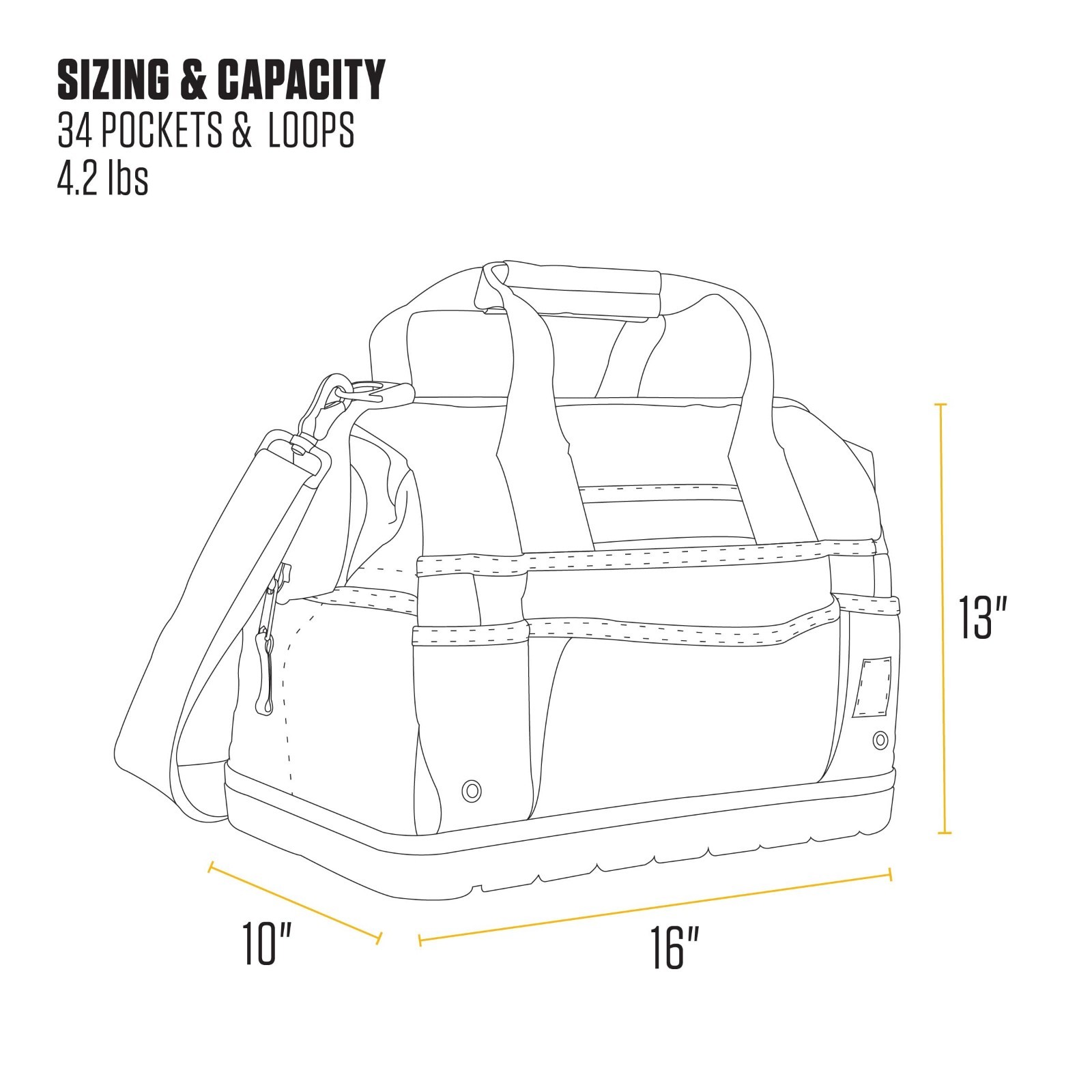 Durable Water-Resistant Tool Storage Bag, Heavyweight 16-Inch with Molded Base