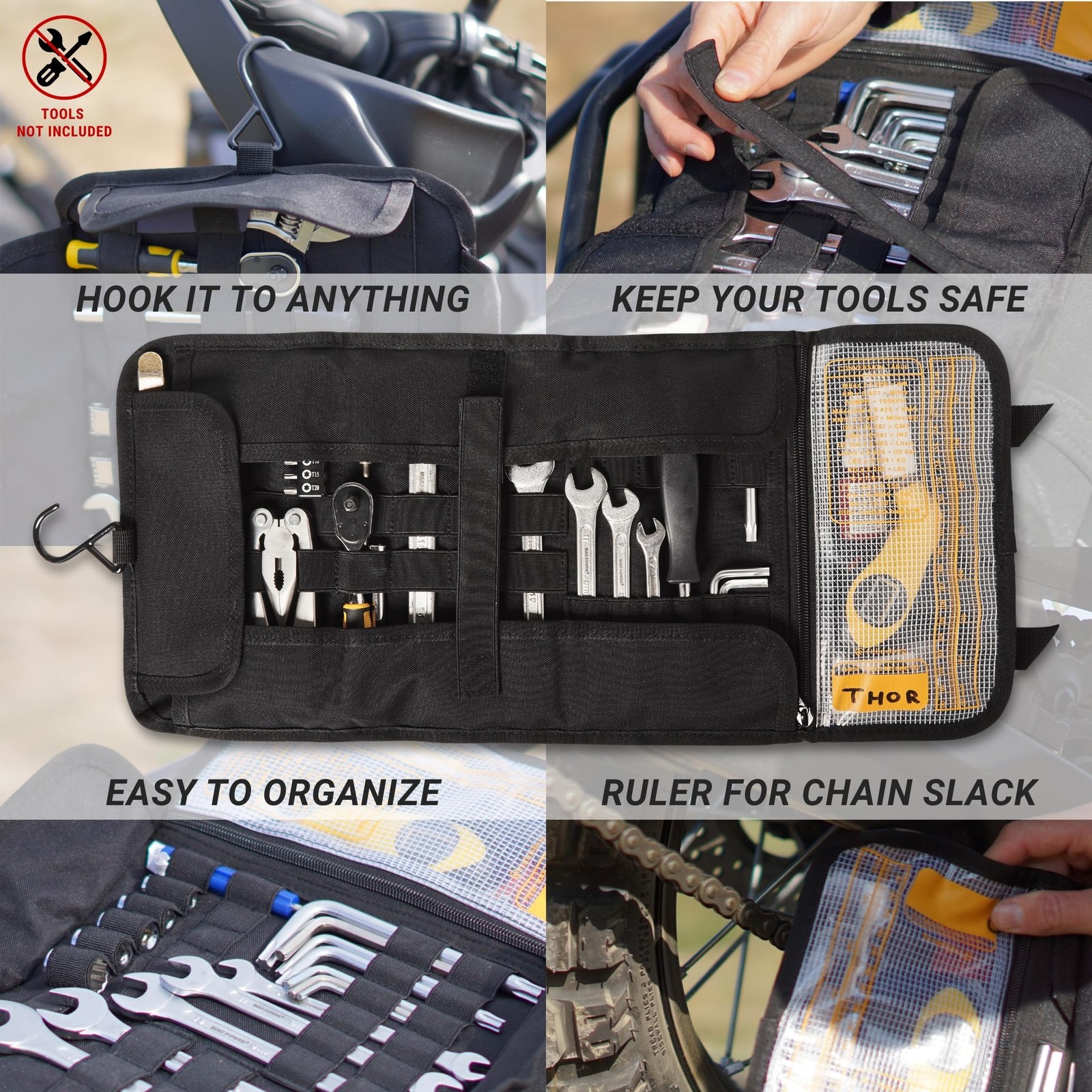 TOOL ROLL BAG Wrench Organizer Pouch with Elastic Loops for ATV UTV ODINSBERG