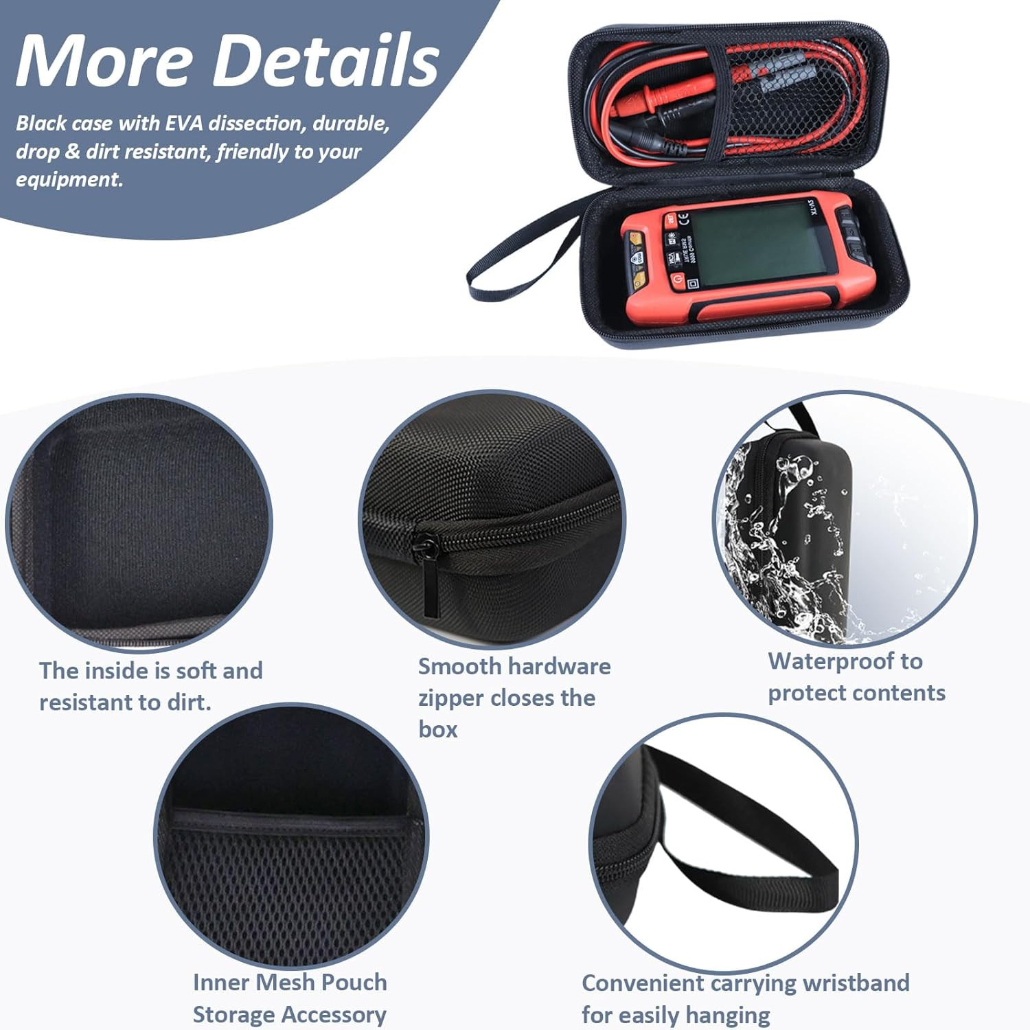 Waterproof EVA Protective Hard Tool Case 6 Inches Universal for Multimeter Digit