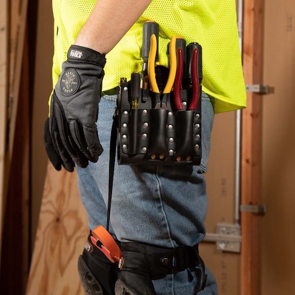 Klein Tools 5190 Black Leather 10 Pockets, 5190