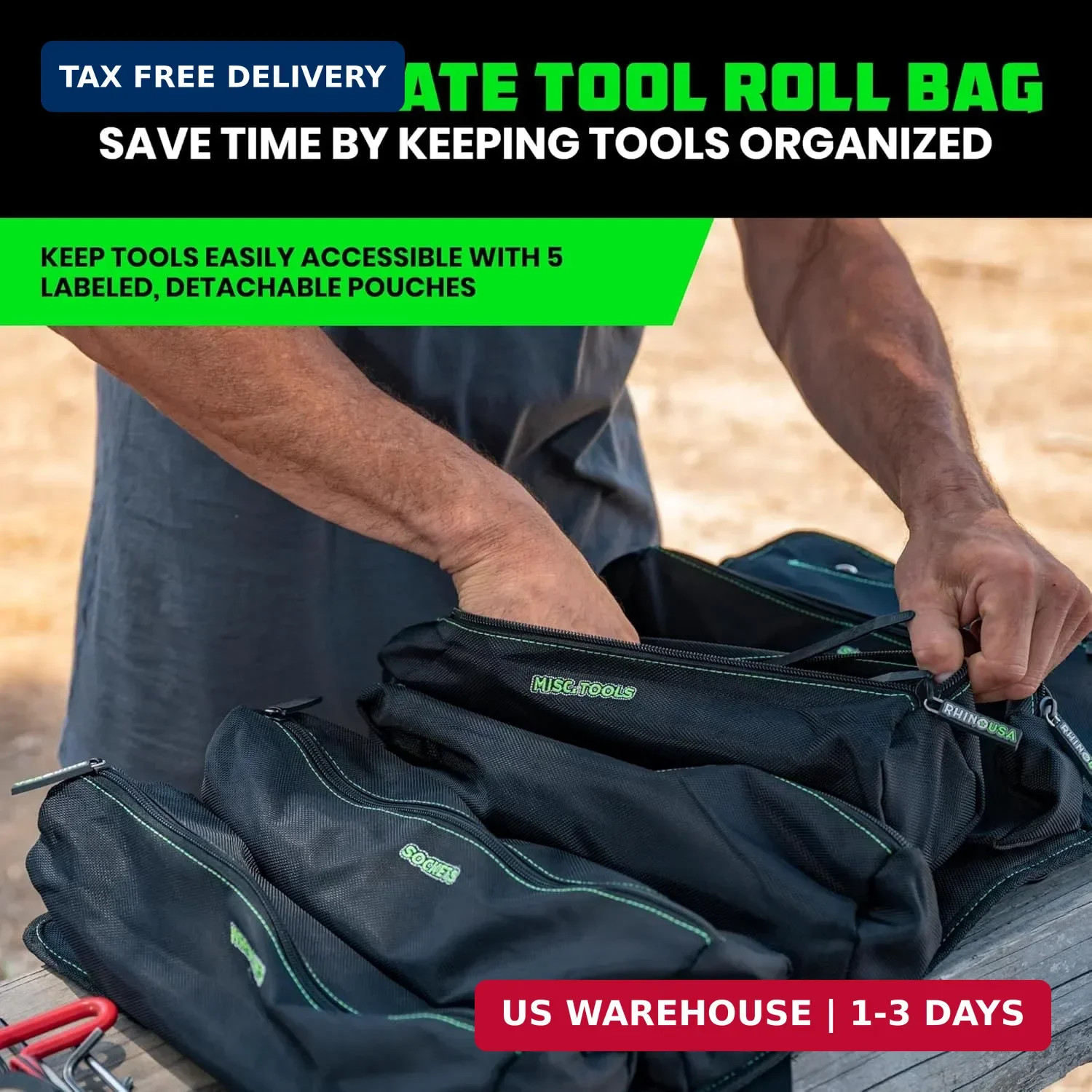 Tool Bag Roll – Heavy Duty Canvas Organizer Pouch for Tools – Ultimate