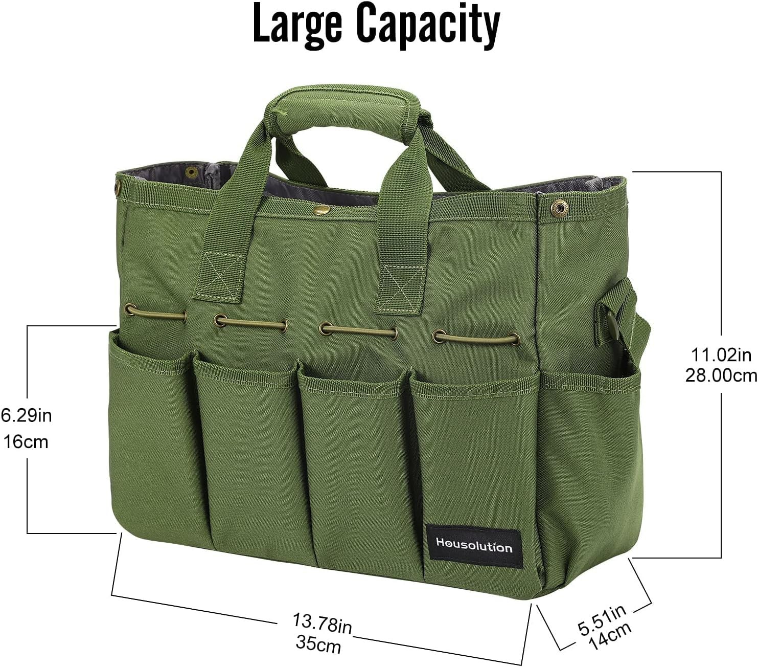 Housolution Garden Tote Bag, 900D 13.78 x 5.51 x 11.02 inches, Dark Green