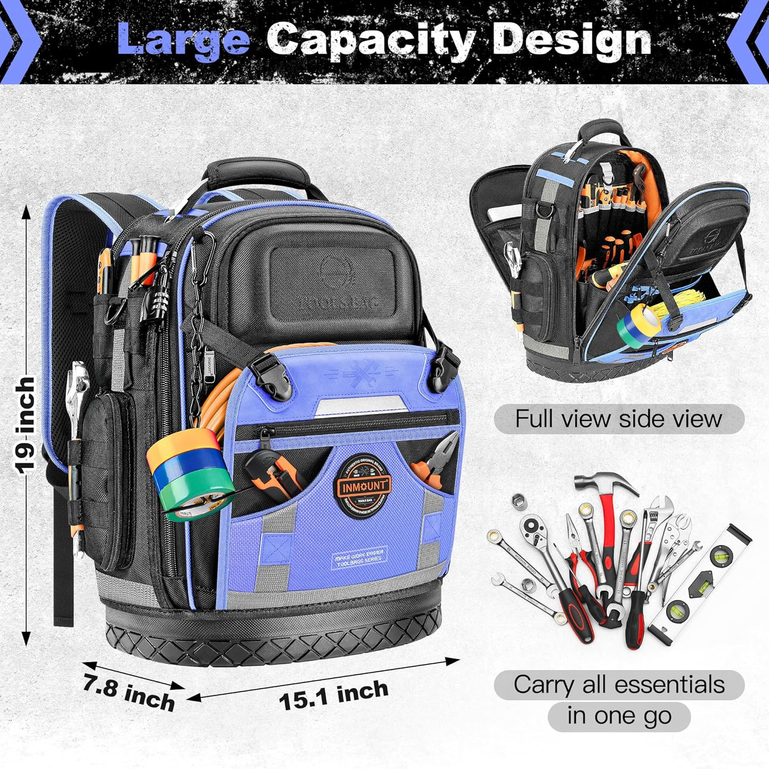 Ultimate Heavy Duty Tool Backpack – 78 Pockets for Electricians, Blue