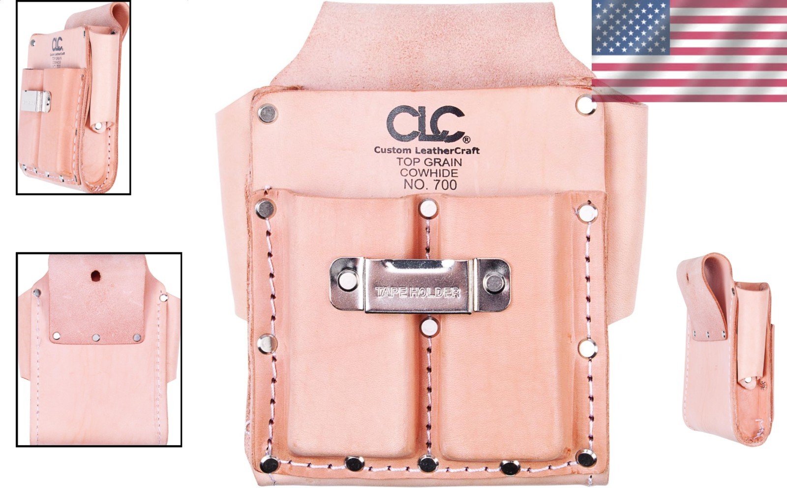 CLC Tool Pouch 700 Heavy Duty Tan Leather 5-Pocket Belt Organizer Rugged Durable