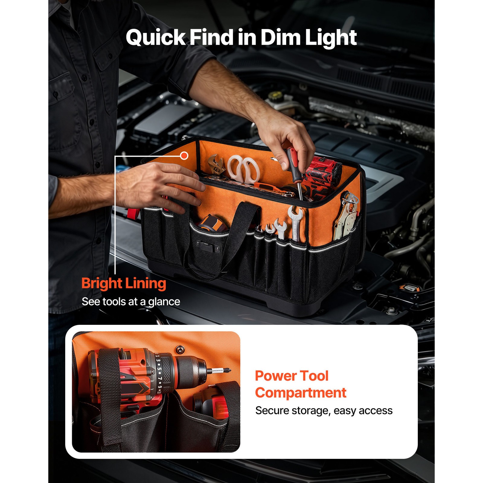 Uimoso 19.1-Inch Tool Bag with 33 Pockets and Water-Resistant Base