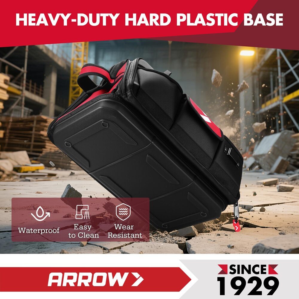 ARROW 17″ Large Heavy Duty Tool Bag w/36 Pocket Zippered Wide Open Mouth Toolbag