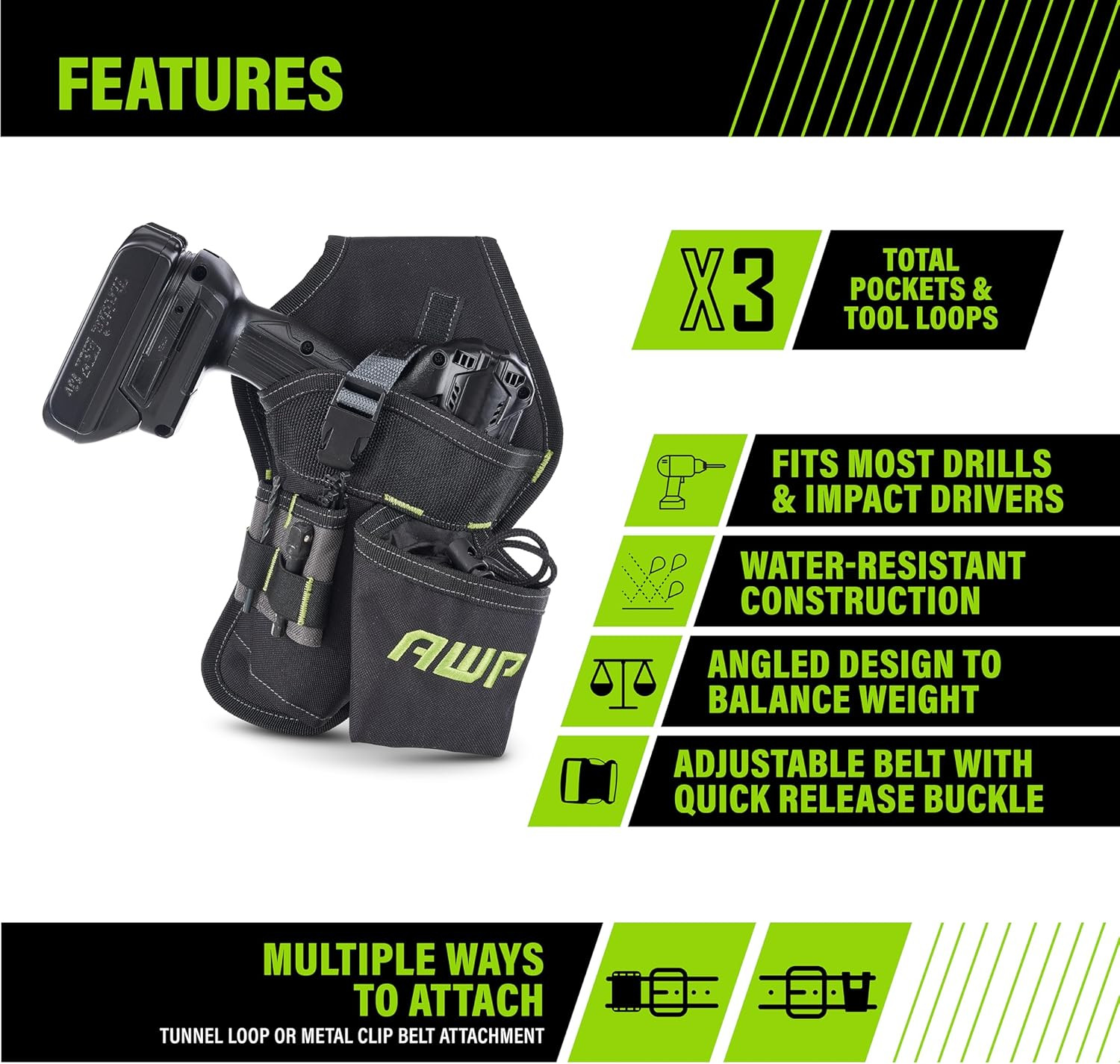 Electrician Tool Pouch, Premium Professional Multi-Pocket Utility Bag Organizer,