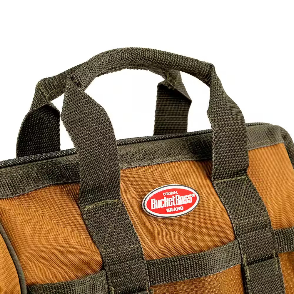 12 In. Gatemouth Tool Bag with Zippered Top and 16 Total Pockets