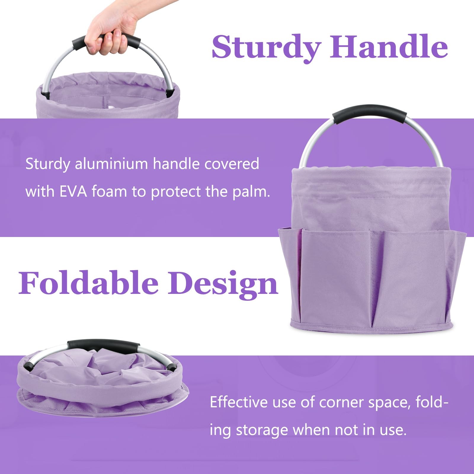 2PCS 17L Caddy Organizer with Handle, 600D Oxford Cloth Shower Caddy with 6 P…
