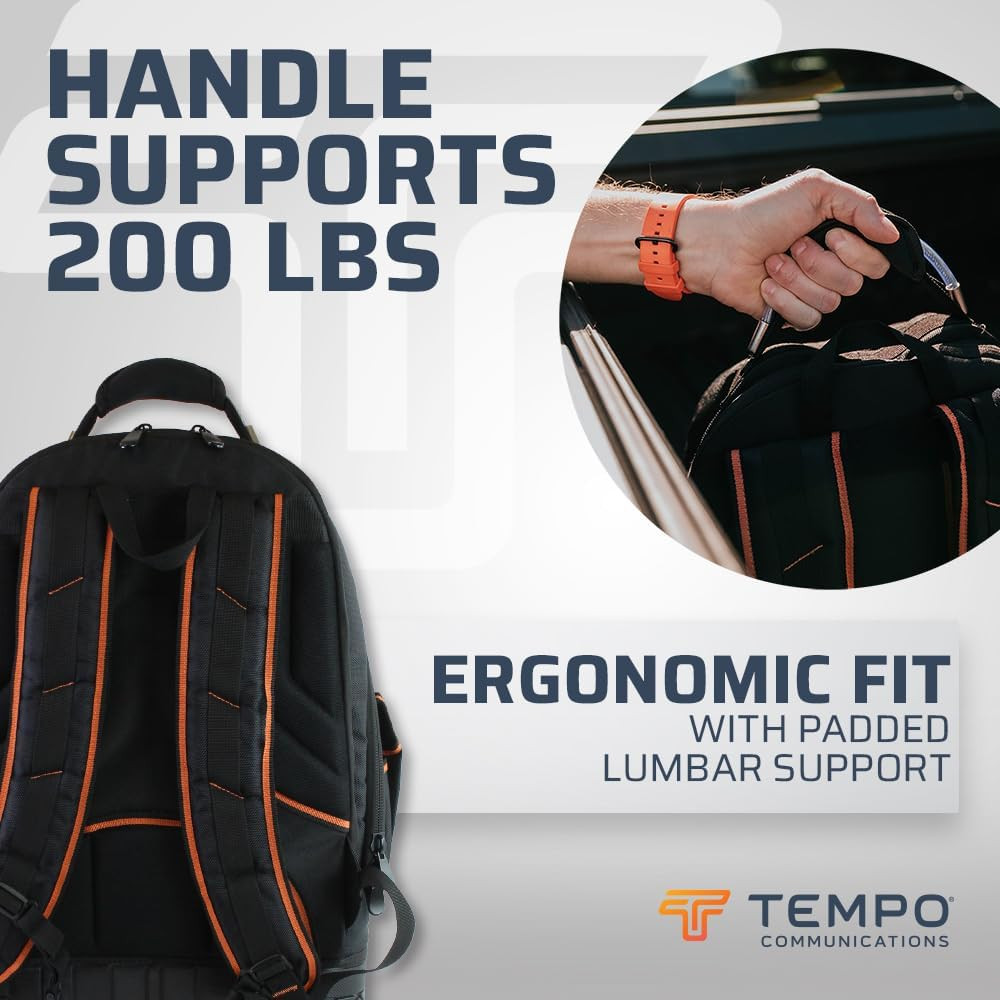 40-Pocket Heavy-Duty Electrician Tool Backpack – Water Resistant & Durable