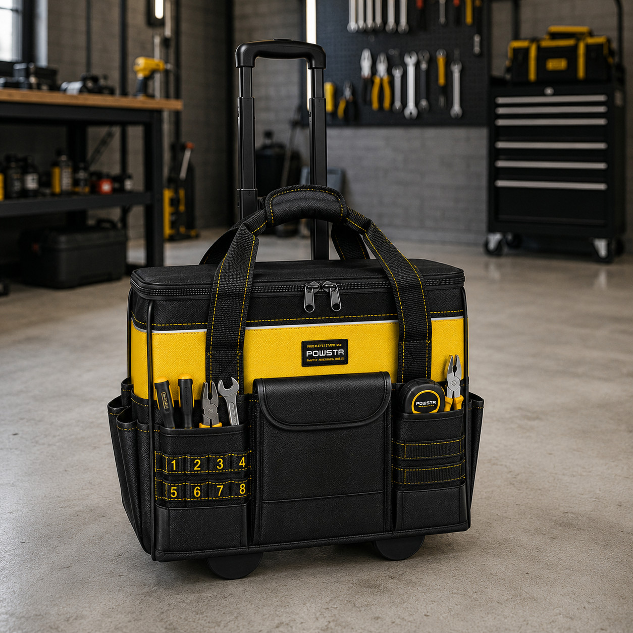 21-Inch Rolling Tool Bag with Wheels Heavy Duty Waterproof Telescoping Handle