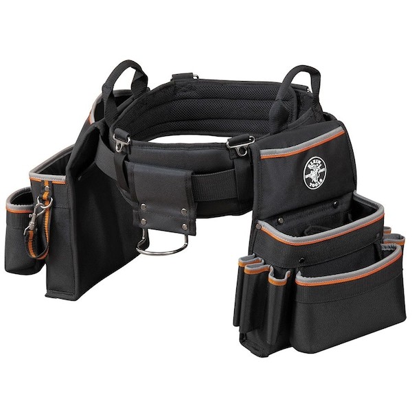 Klein Tools 55428 Black Ballistic Nylon Tool Belt, L, 26 Pockets, 55428