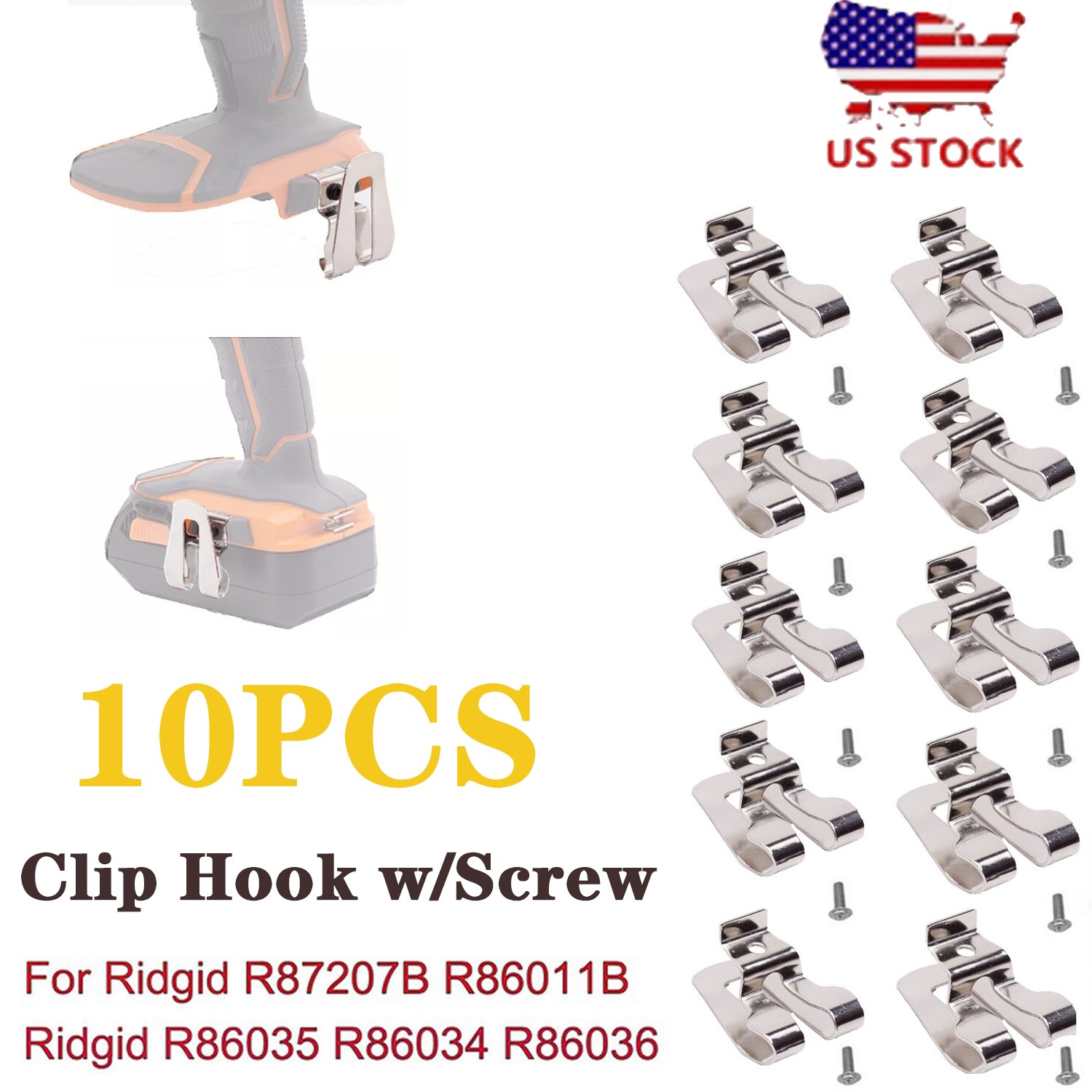 10PCS Belt Clip Hook w/Screws For Ridgid 18V R86035 R86034 R86036 R860054 Tools