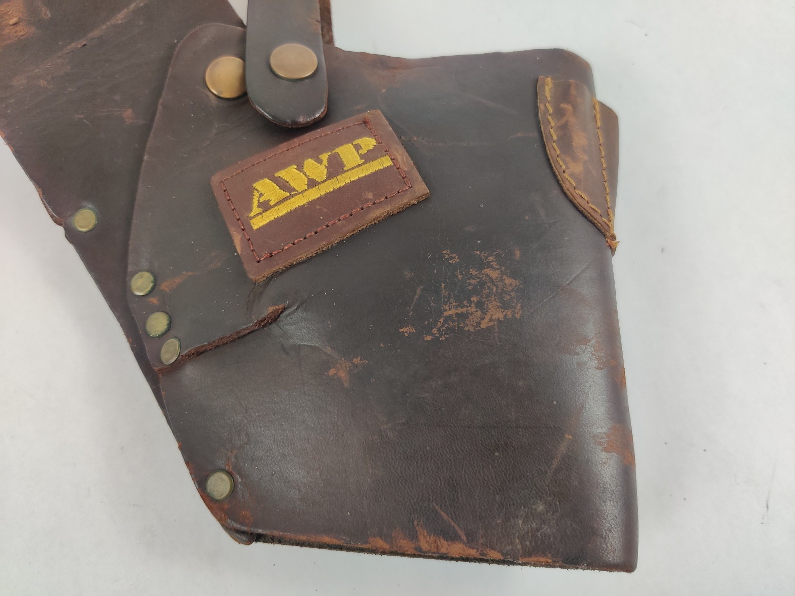 Vintage AWP General Construction Heavy Leather Drill Tool Belt Holster Mexico