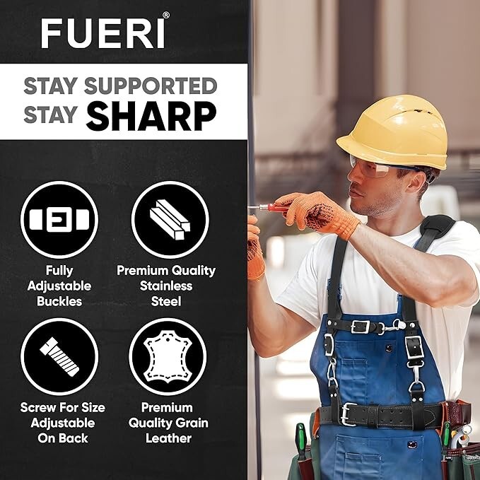 FUERI Leather Suspender With Tool Belt Nylon Belts Bags Holder Pouch Organizer