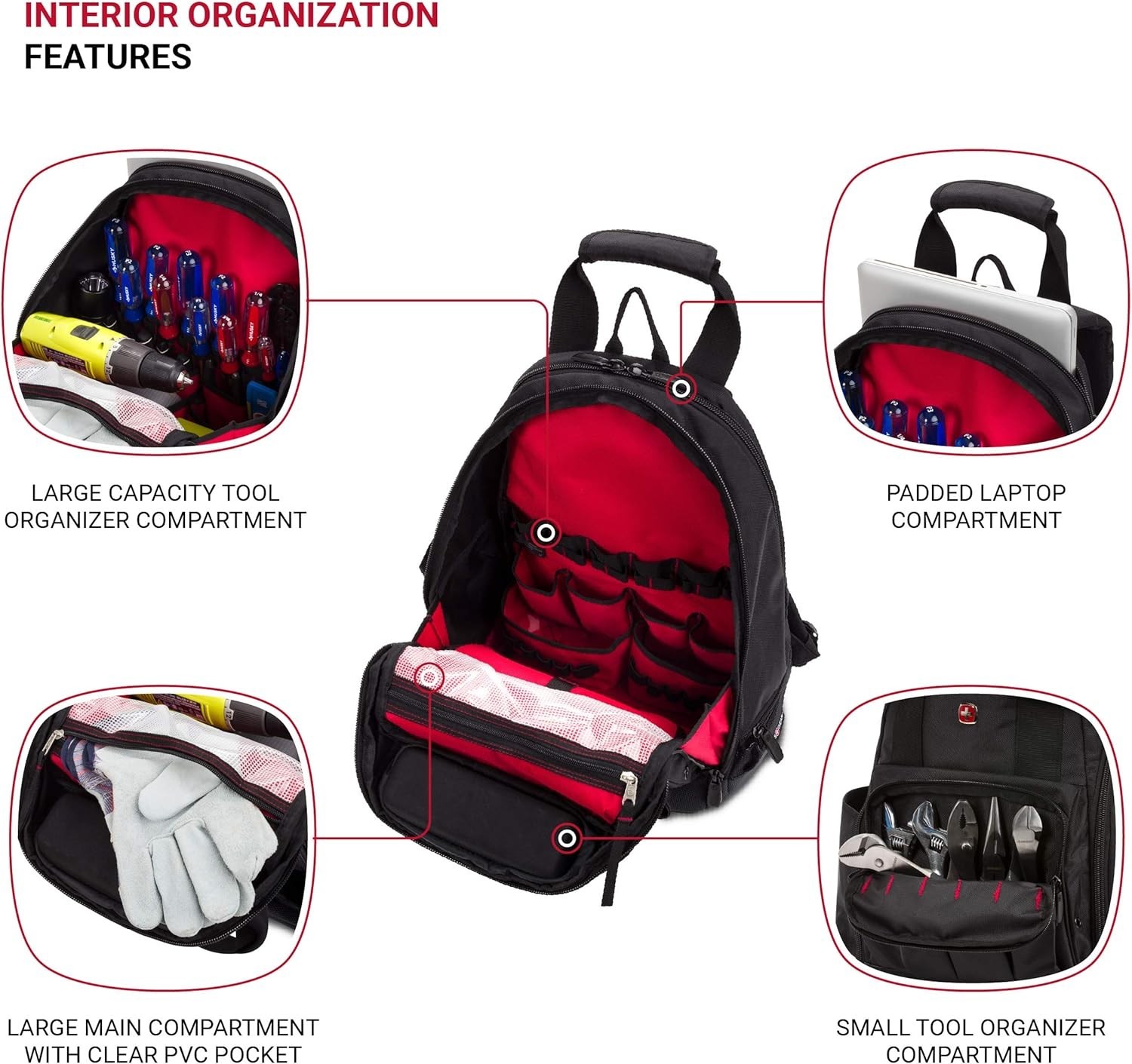 Water-Resistant 15-Inch Laptop Backpack with 34 Storage Solutions in Black
