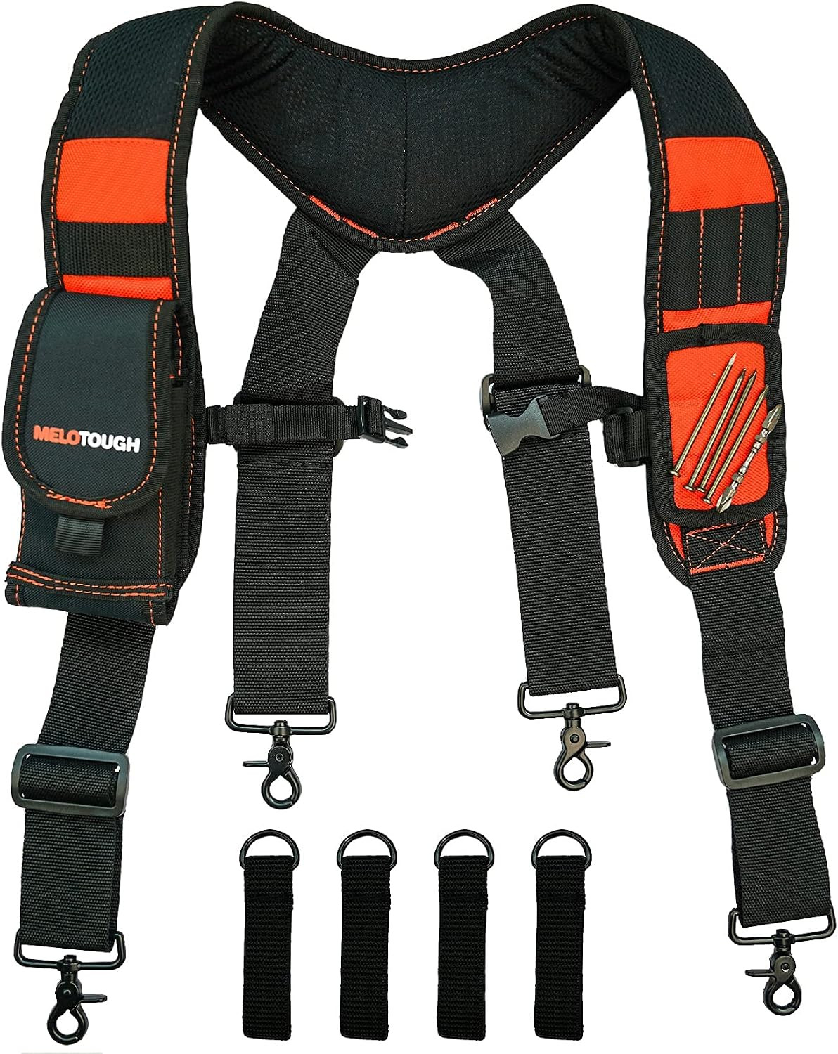 Magnetic Tool Belt Suspenders with Magnetic Wristband for Work Belt Padded Suspe
