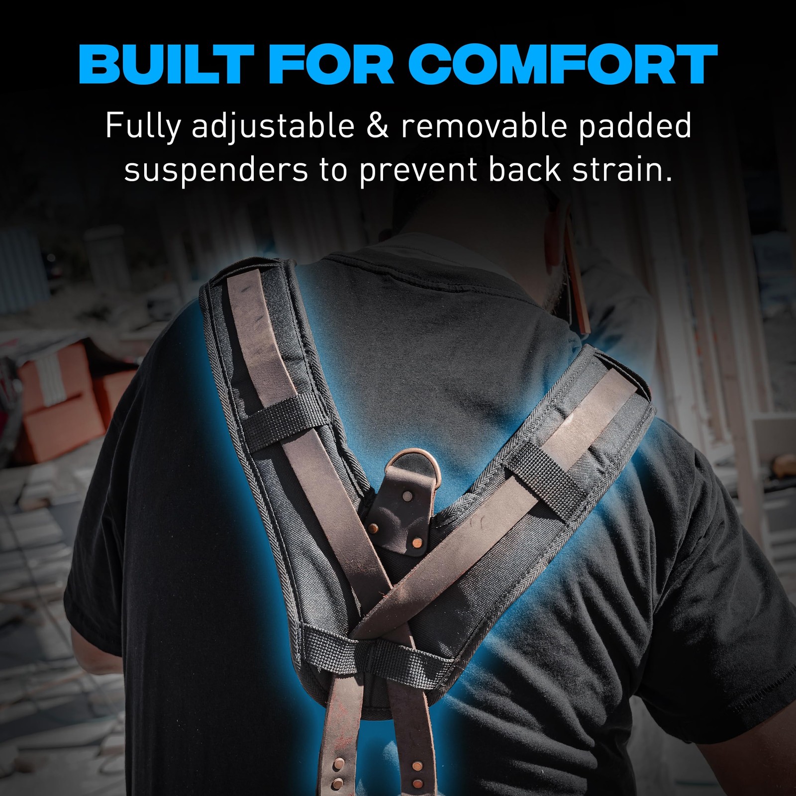 Pro Oil Tanned Leather Tool Belt with Padded Suspenders Leather Carpenter Tool B