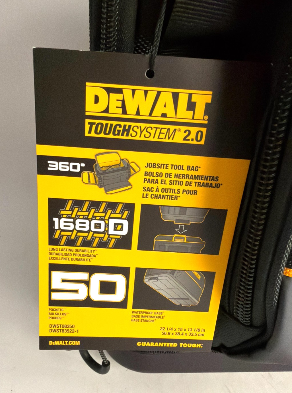 [NEW] (DWST08350) DEWALT TOUGHSYSTEM 2.0® 22-In. (556mm) Jobsite Tool Bag