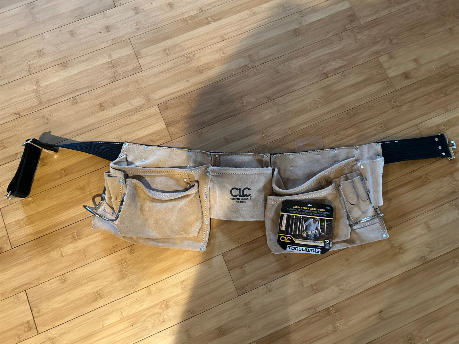 Clc Work Gear I427x Tan Leather Work Belt, 12 Pockets