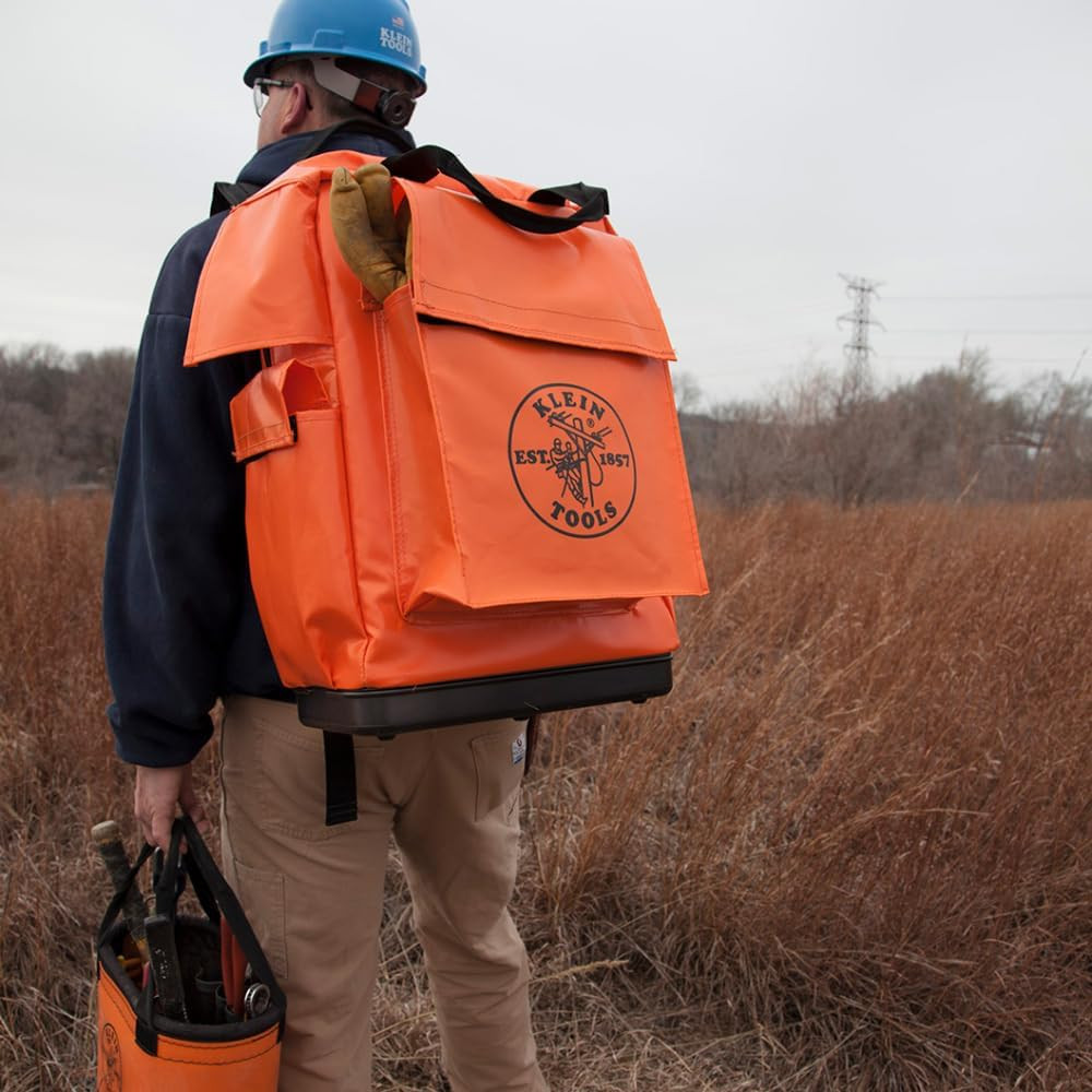 5185ORA USA-Made Lineman Tool Bag Backpack with Padded Straps – Orange