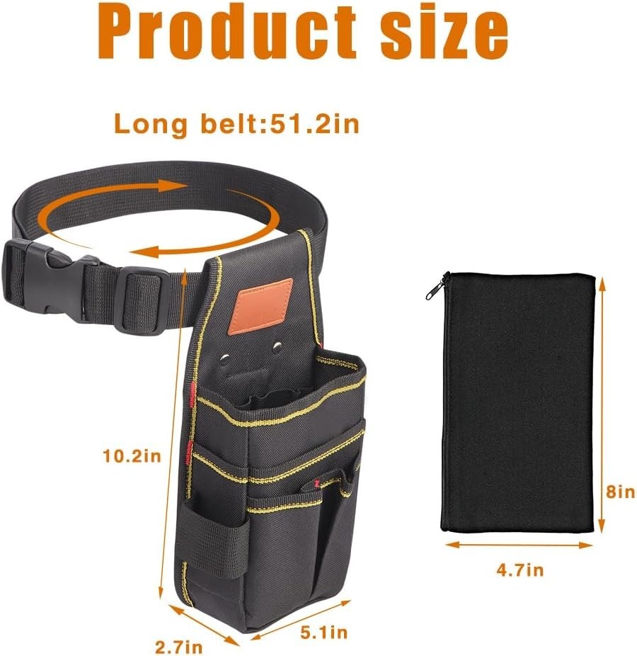 Heavy-Duty Tool Pouch with Belt – 12 Pocket Organizer for Pros (10.2in x 5.5in)