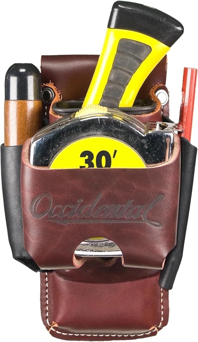Clip-On 4 in 1 Tool Tape Holder with Tool Shield Leather for Belt Heavy Duty