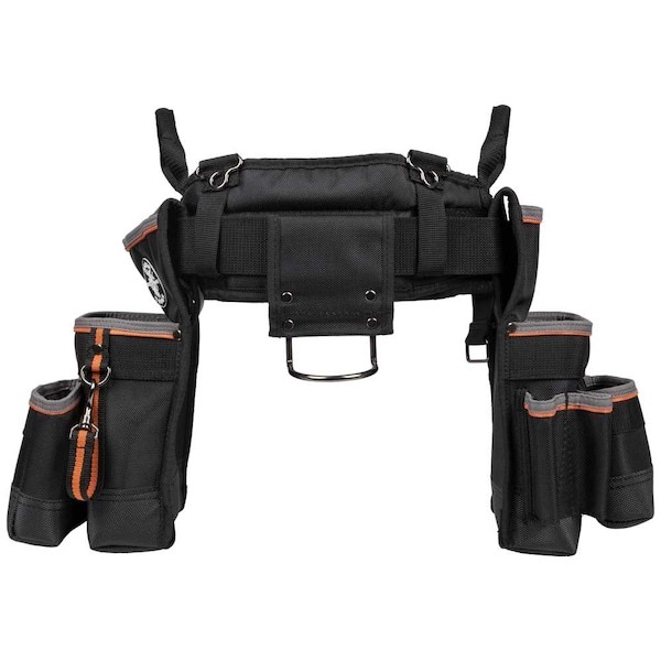 Klein Tools 55428 Black Ballistic Nylon Tool Belt, L, 26 Pockets, 55428