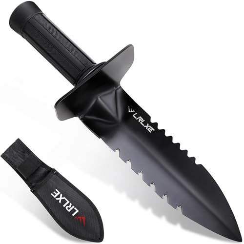 Metal Detector Shovel, Heavy Duty Double Serrated Edge Digging Tool with Belt