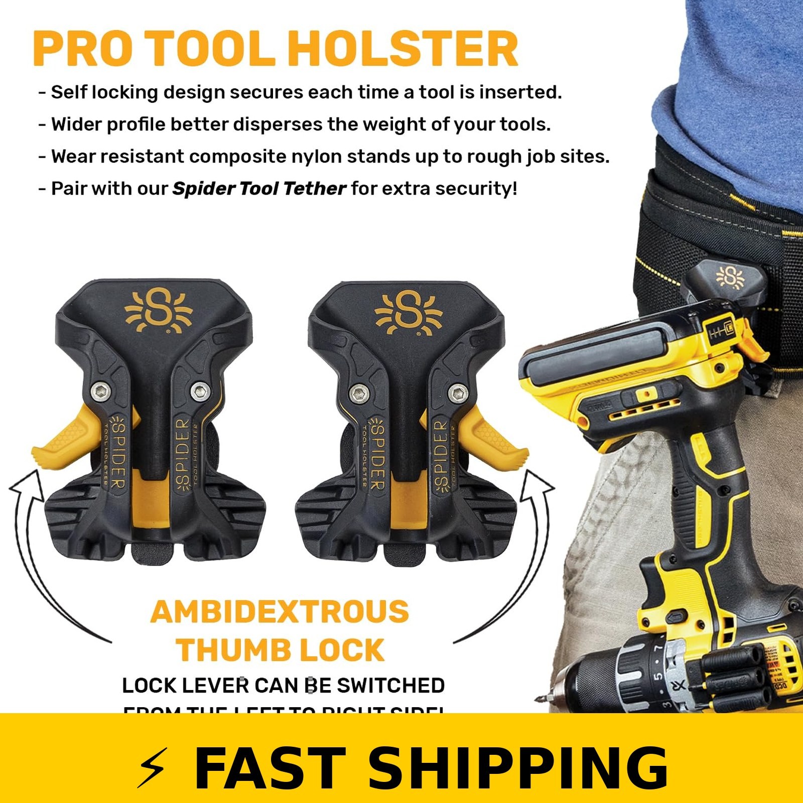 Spider Tool Holster – Pro Holster with Driver Pins – Heavy Duty