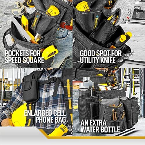 Carpenter Electrician Tool Belt with Suspenders Y-Style 5 Combo Apron Tool Pouch