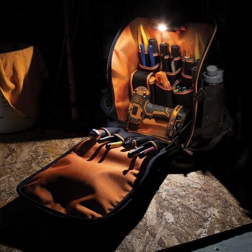 Heavy Duty Tool Bag Backpack, 21 Pocket Organizer, Water Resistant Tradesman Pro