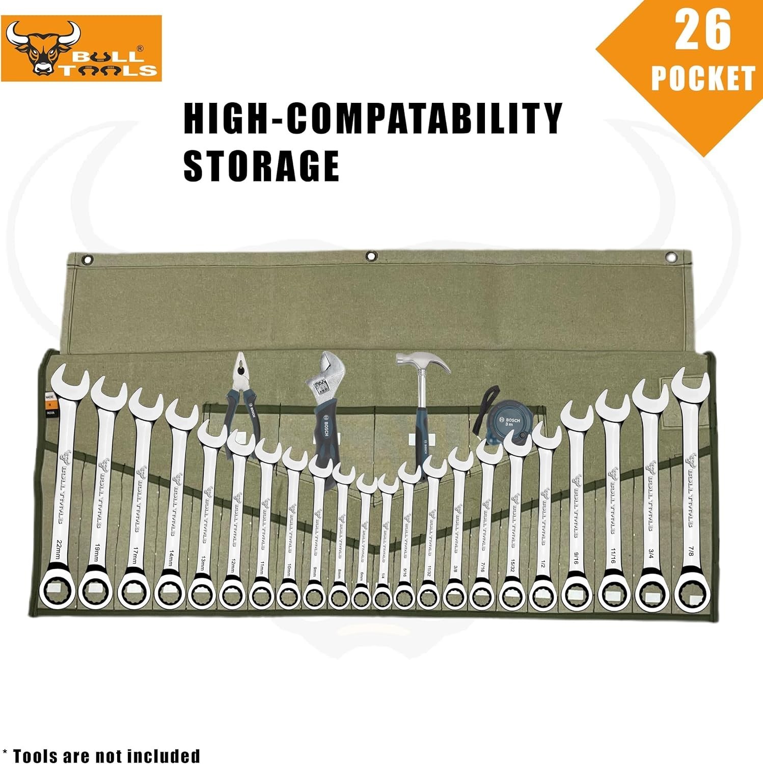 Portable 26 Pocket Wrench Carrying Case – Durable Cotton Organizer for Tools