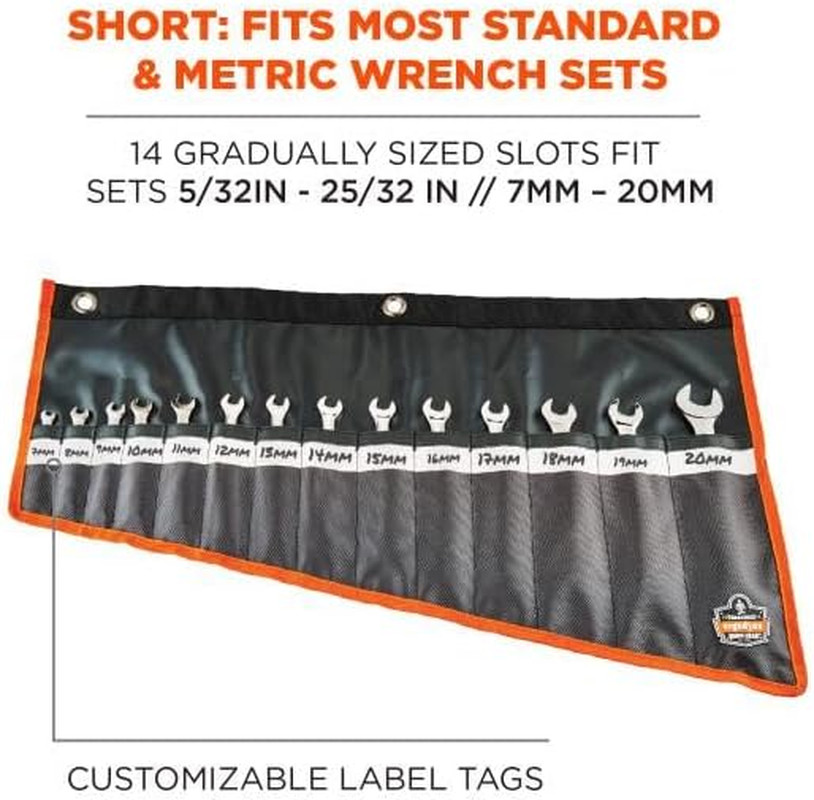 Arsenal 5873 14-Pocket Wrench Roll-Up Pouch for Short & Tall Tools