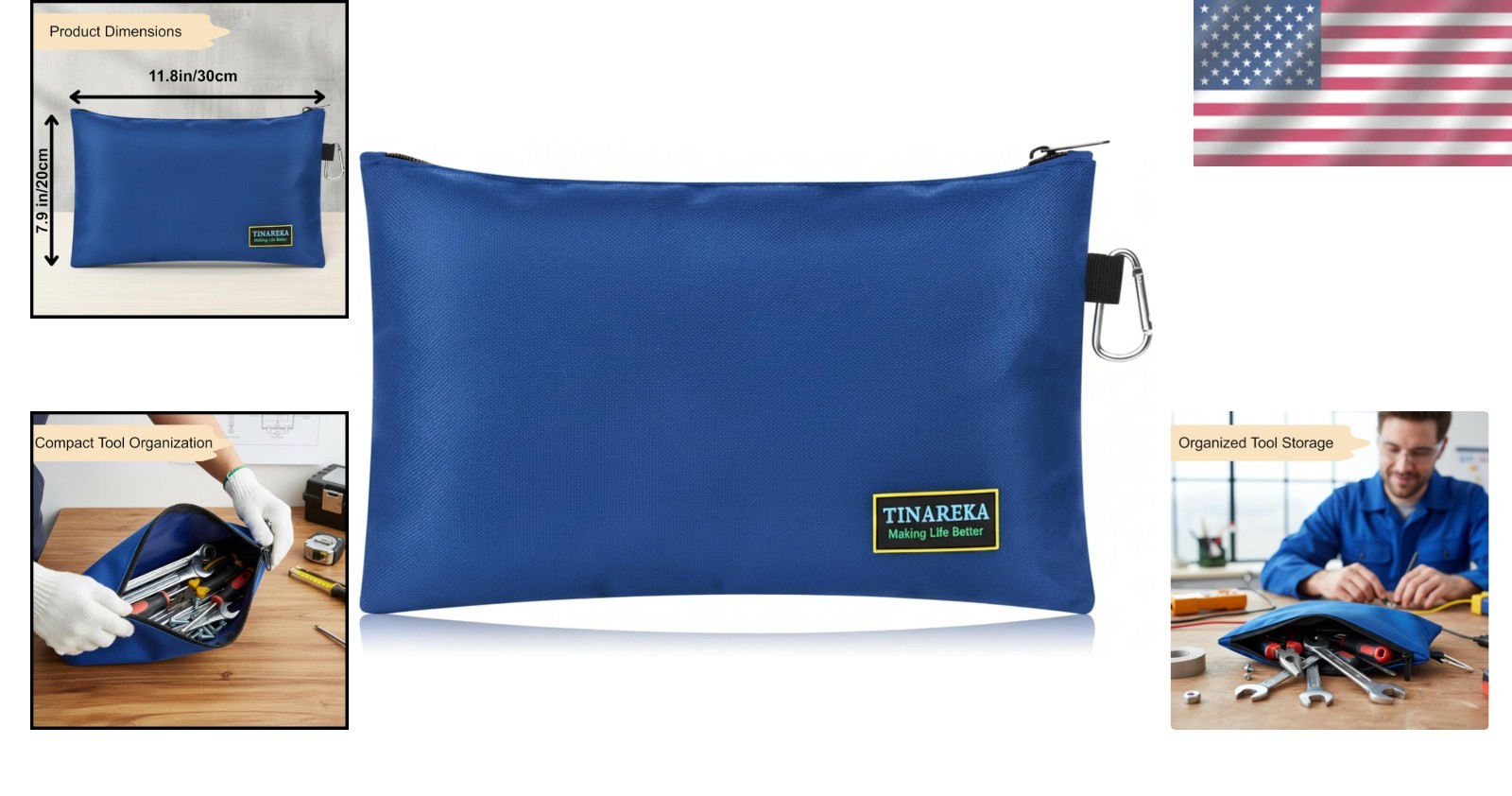Compact 7.9×11.8 Heavy-Duty Tool Organizer Pouch with Zipper for Electricians