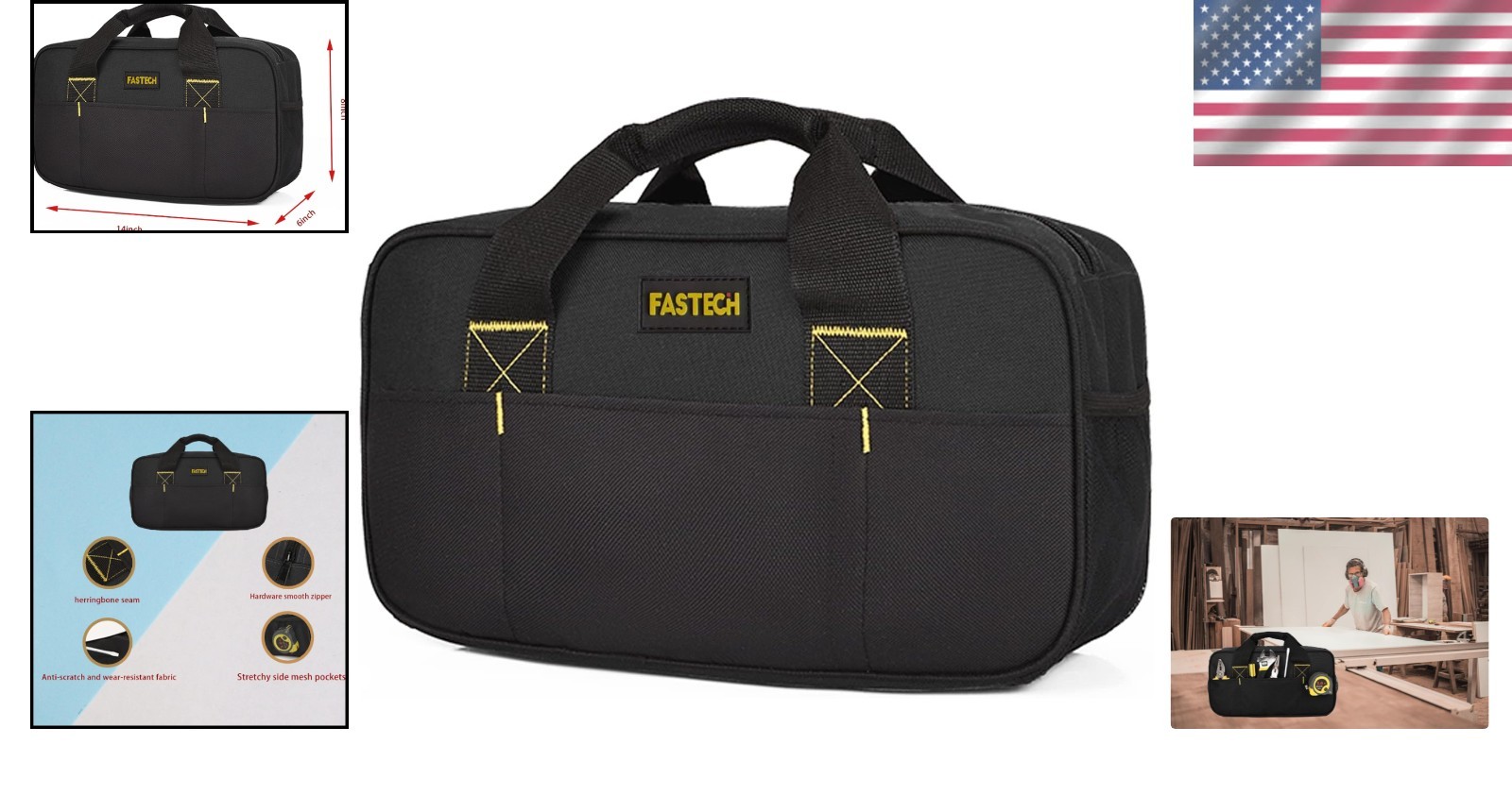 14″ Heavy Duty Tactical Tool Bag Non-Slip Base Durable Portable Tool Storage