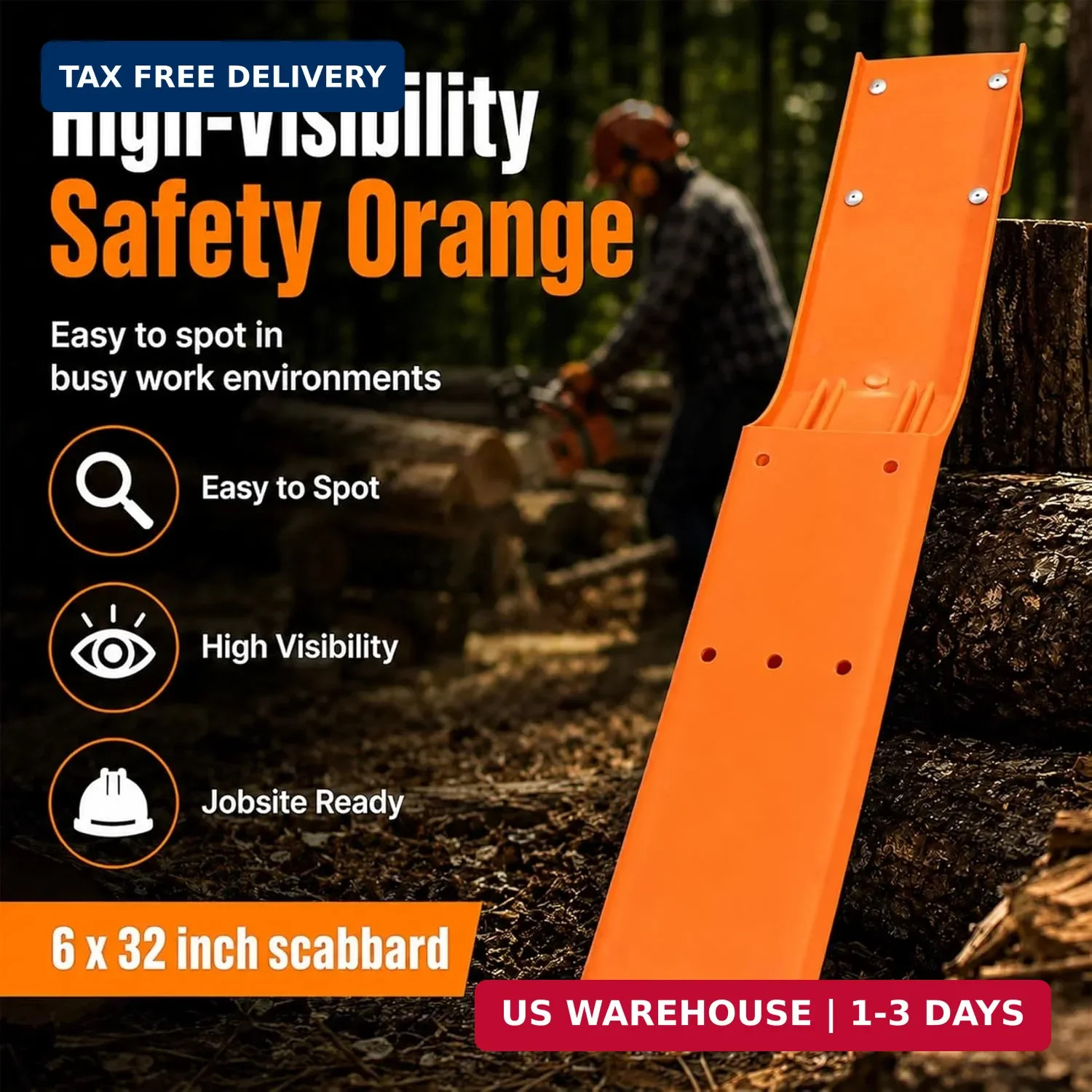 Chainsaw Scabbard for Bucket Truck, Orange Polypropylene Holder, 32 x 6 in | Saf
