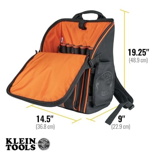 Heavy Duty Tool Bag Backpack, 21 Pocket Organizer, Water Resistant Tradesman Pro