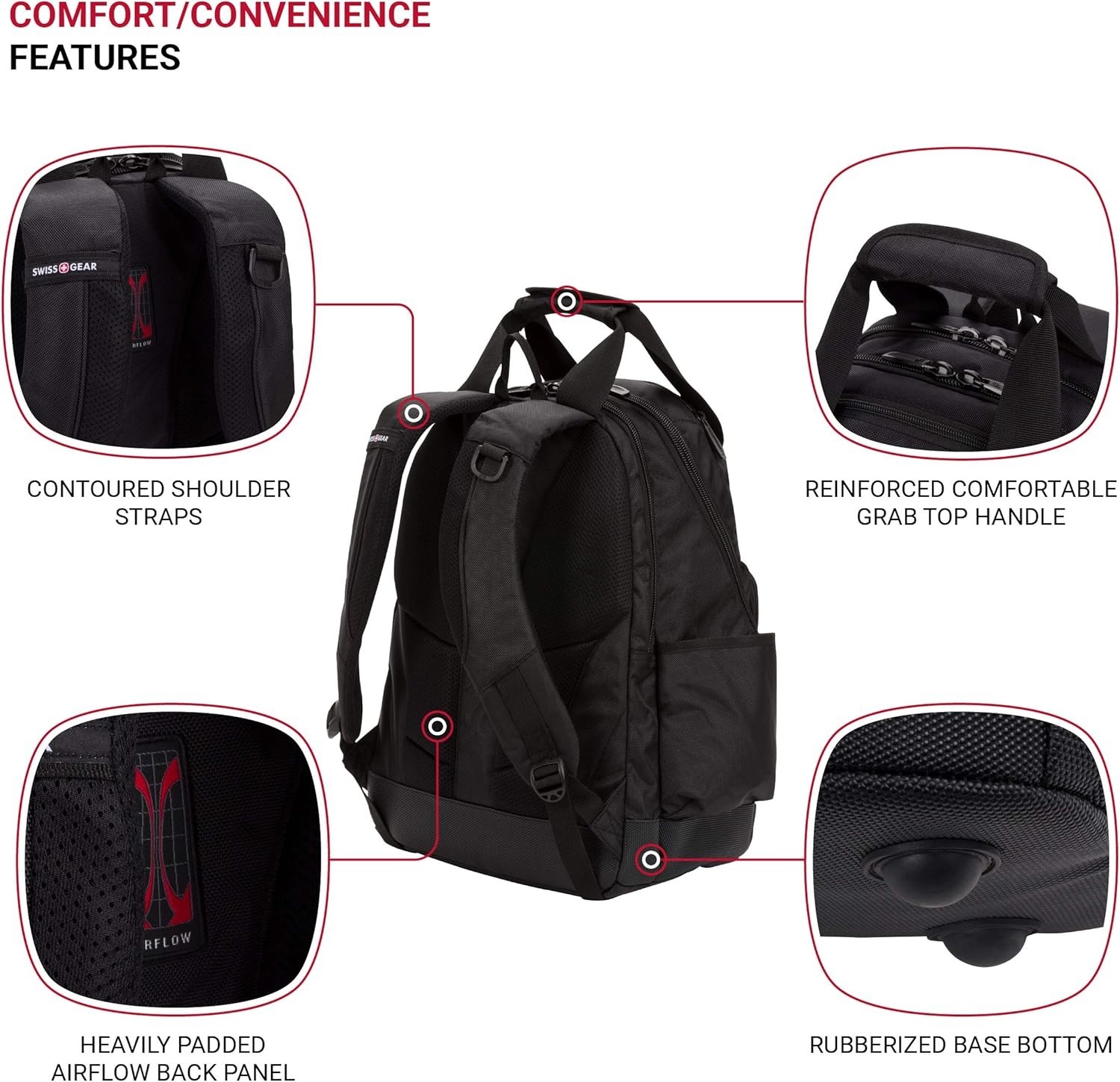 Water-Resistant 15-Inch Laptop Backpack with 34 Storage Solutions in Black