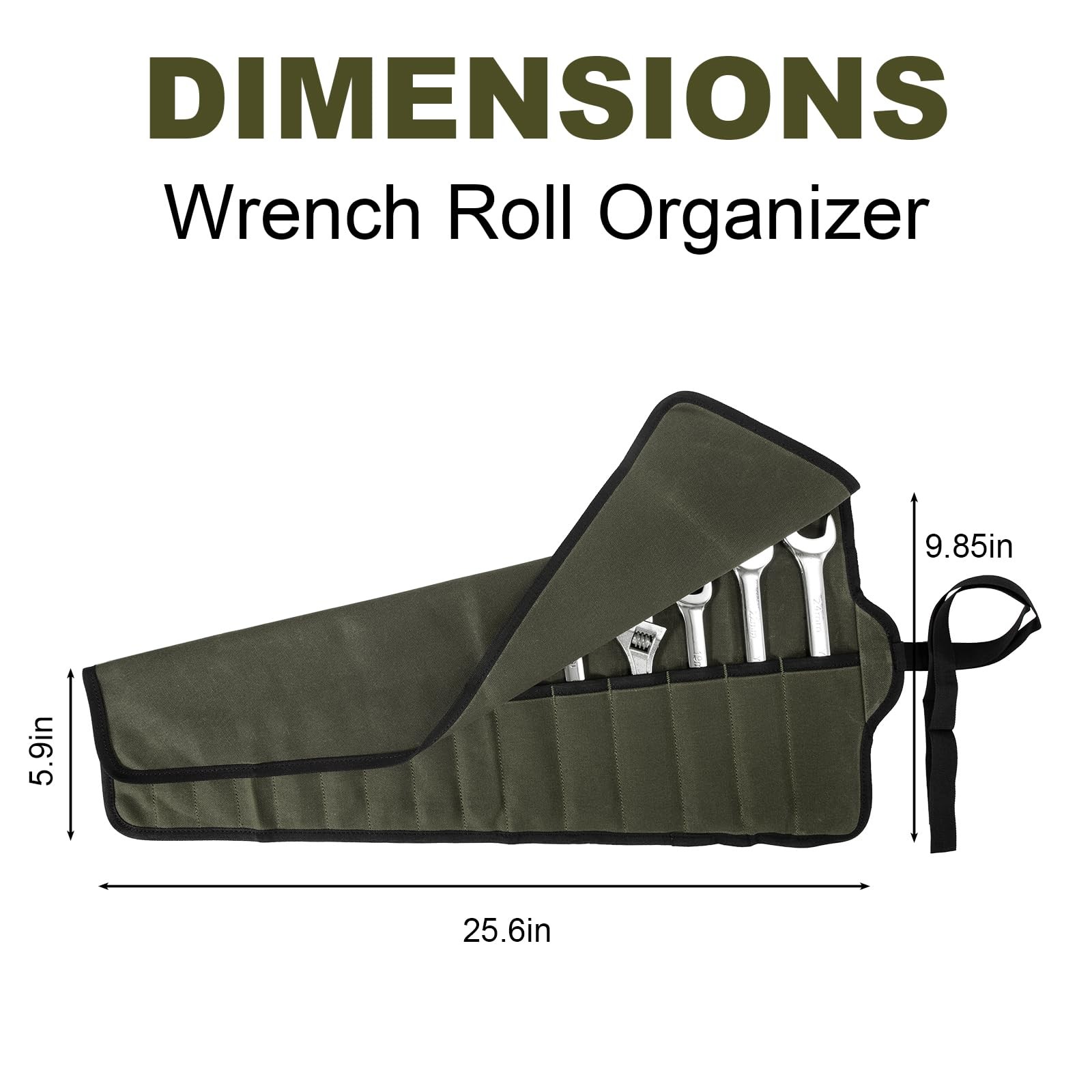 Baizoy Chisel Roll,6 Pockets Roll Up Tool 18.91″ L x 18.11″H, Army Green -3