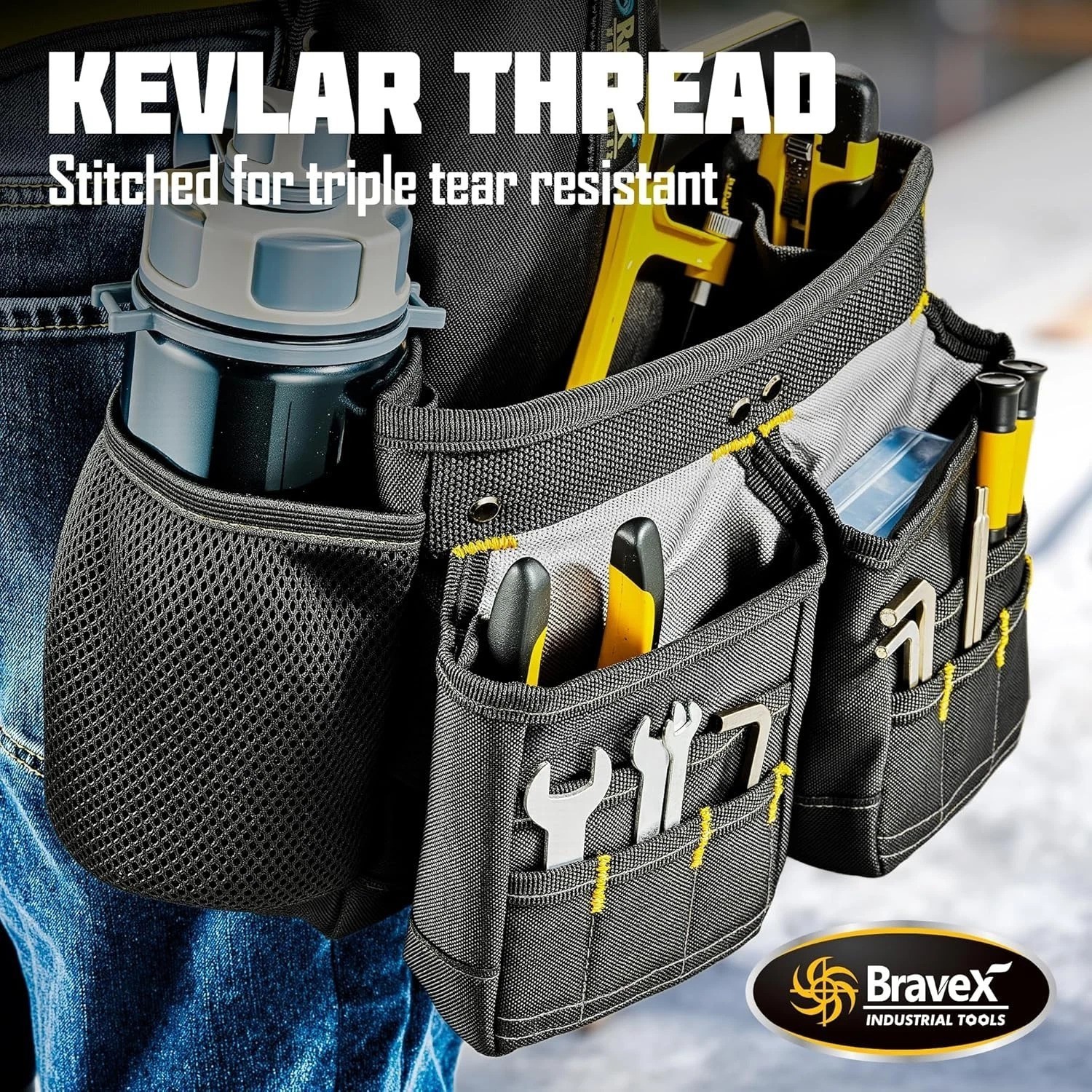 20 Pocket Bravex Tool Belt Suspenders: Adjustable Nylon Vest for Professionals