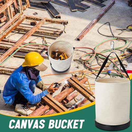 Pack Canvas Bucket 15″ x 1″ Heavy Duty Lineman Tool Bag with Plastic 2 White