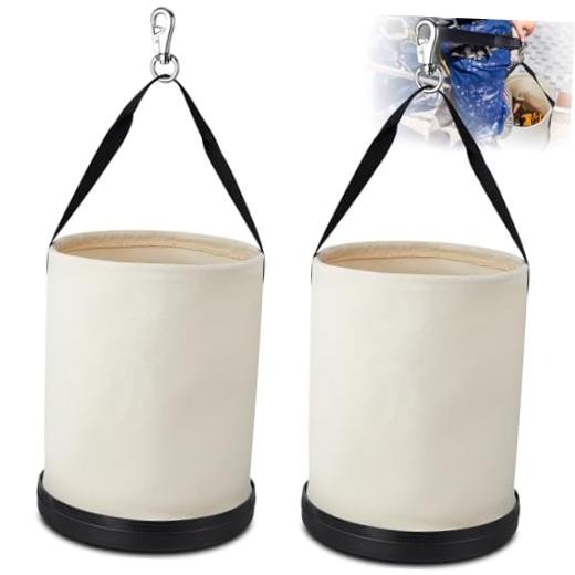 Pack Canvas Bucket 15″ x 1″ Heavy Duty Lineman Tool Bag with Plastic 2 White