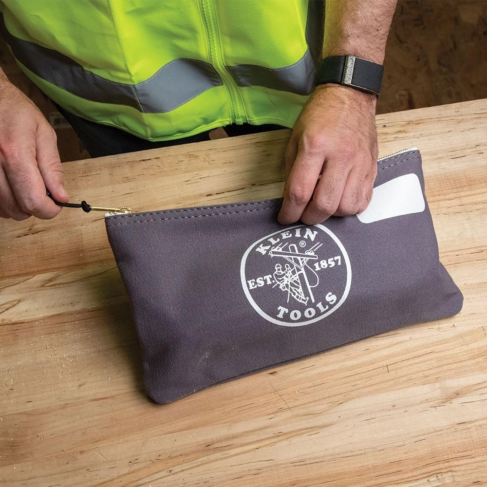Expandable Zipper Bag 12.5 Inch x 7 Inch Gray Tool Organizer with Compartments